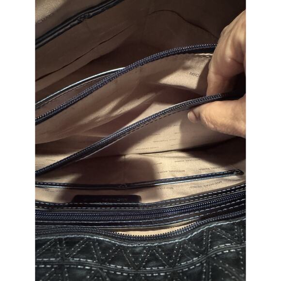 Michael Kors Voyager Blue Gunmetal Embossed Leather Large Tote - Picture 6 of 6